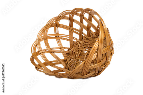Empty wooden basket on white background