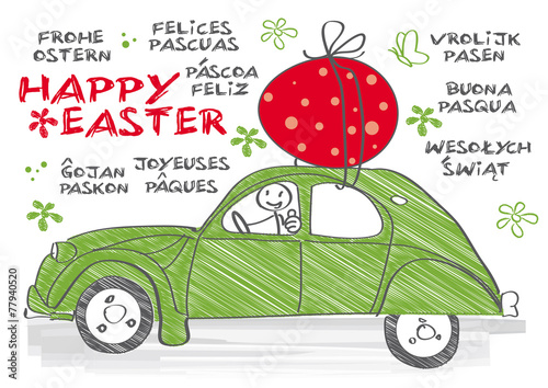 Happy Easter multilingual, Ente 2cv