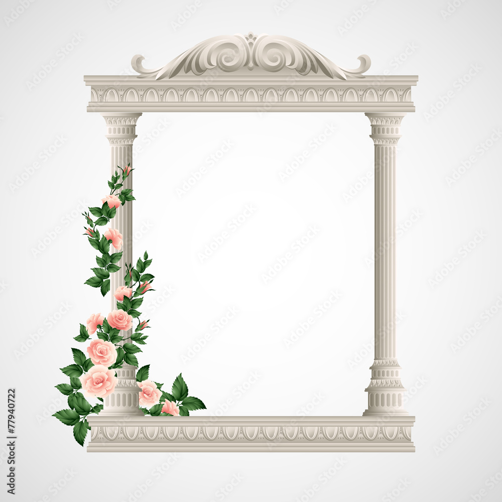 Fototapeta premium Portico an ancient temple. Colonnade. Vector Illustration
