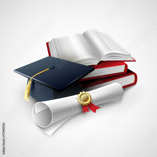 Objects for graduation ceremony. Vector illustration