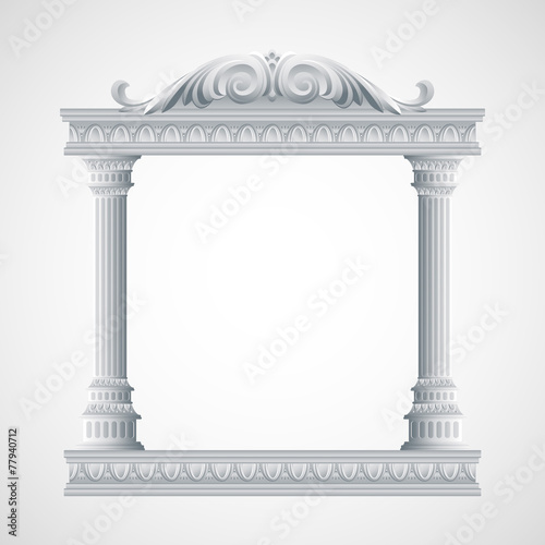 Portico an ancient temple. Colonnade.  Vector Illustration