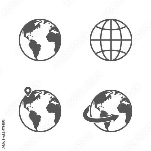 Globe earth icons set isolated on white background