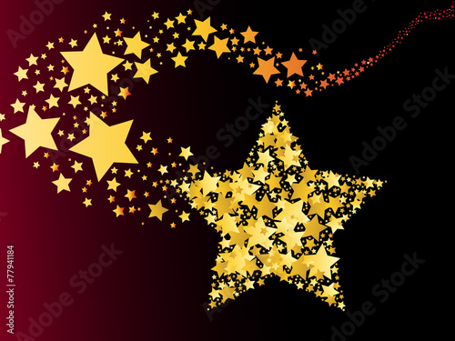 blazing abstract comet shooting gold star vector illustration