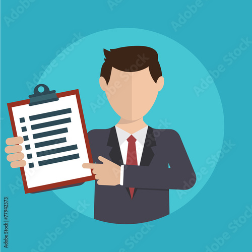 Businessman with a task, showing task and analytic