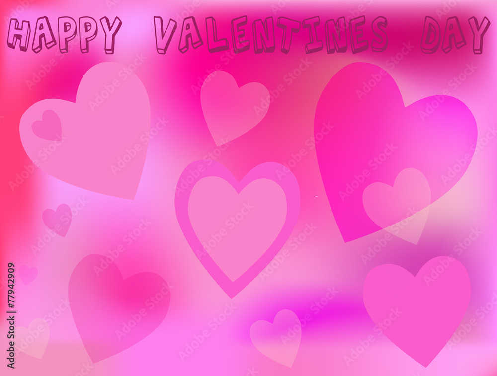 Beautiful pink Valentine background with hearts