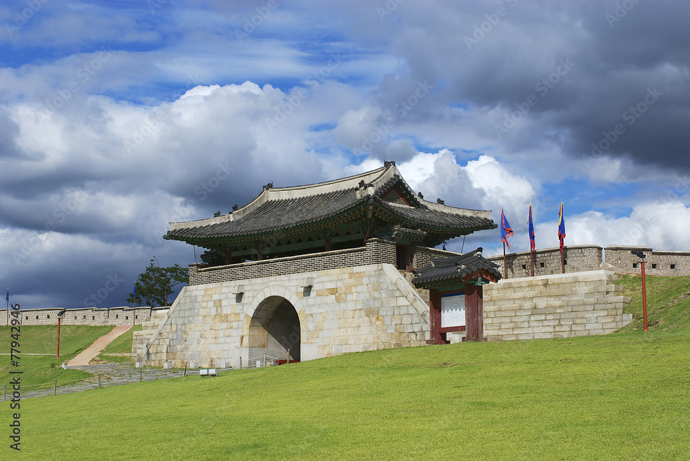 Hwaseong fortress exterior in Suwon, South Korea. Hwaseong fortress exterior in Suwon, South Korea.