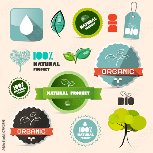 Vector Organic Natural Product Retro Labels