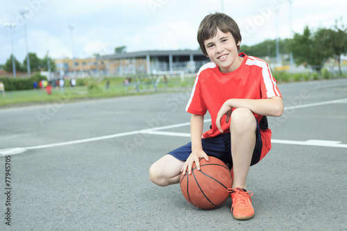 Young Boy In Basketball who having fun