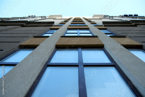 Windows of the modern building. upwards