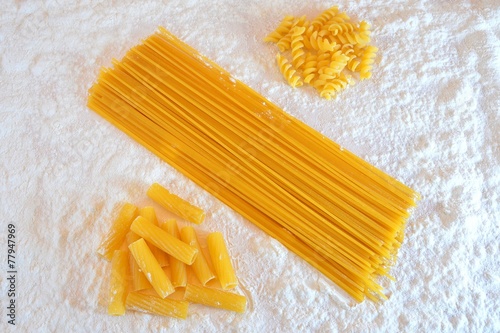 various types of Italian pasta photo