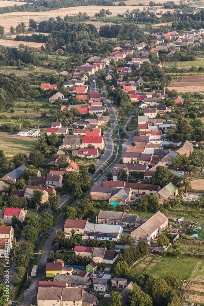 Aerial view of  village road