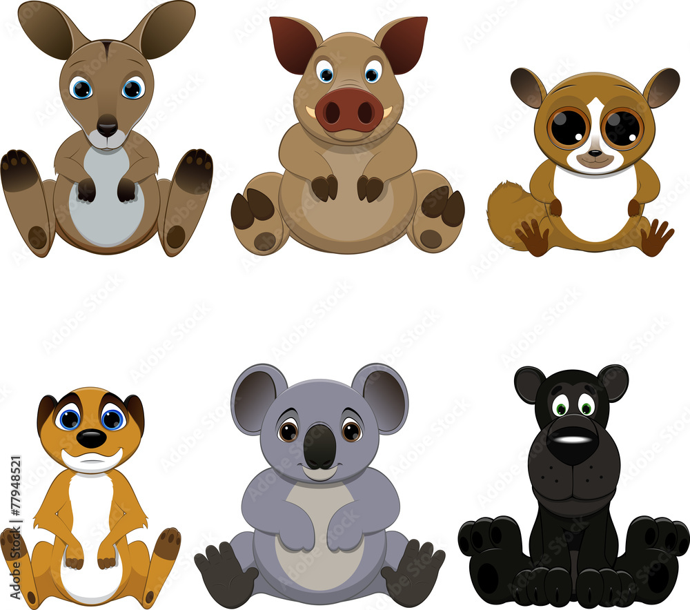 Fototapeta premium Cute colorful exotic animals