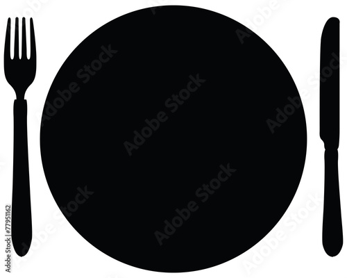 Dinner Plate, Fork & Knife Silouette