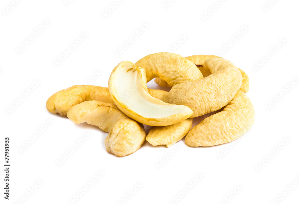 Cashew nuts isolated in white background Cashew nuts isolated in white background