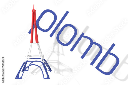 Torre Eiffel 3D con testo aplomb (equilibrio) photo