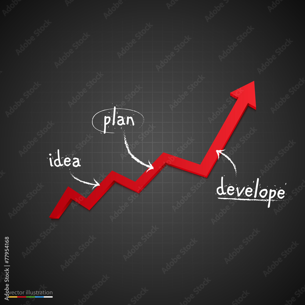 Three-dimensional red arrow with handwritten tips Three-dimensional red arrow with handwritten tips