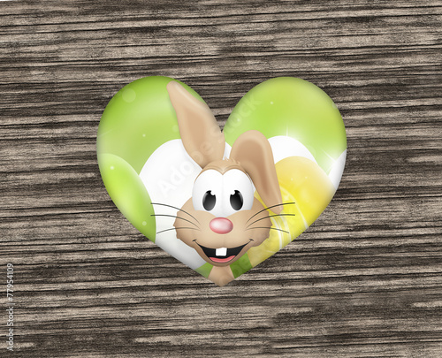 Easter Bunny Heart Wood Design