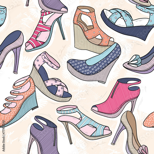 Cute seamless fashion pattern for girls or woman. Background wit
