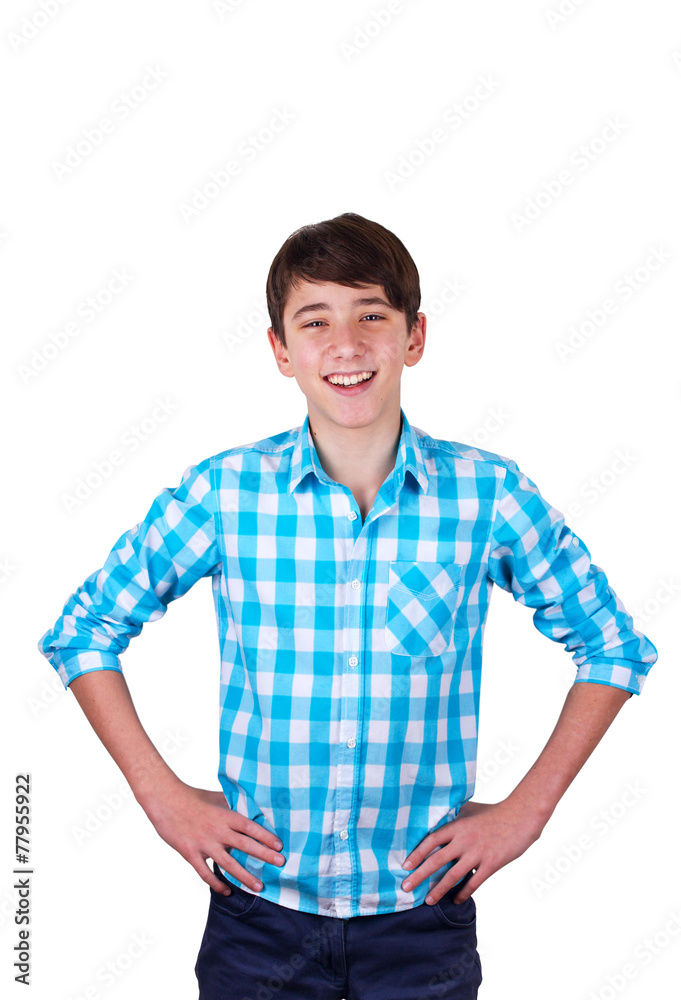 Teenager looking at camera and smiling, isolated Teenager looking at camera and smiling, isolated