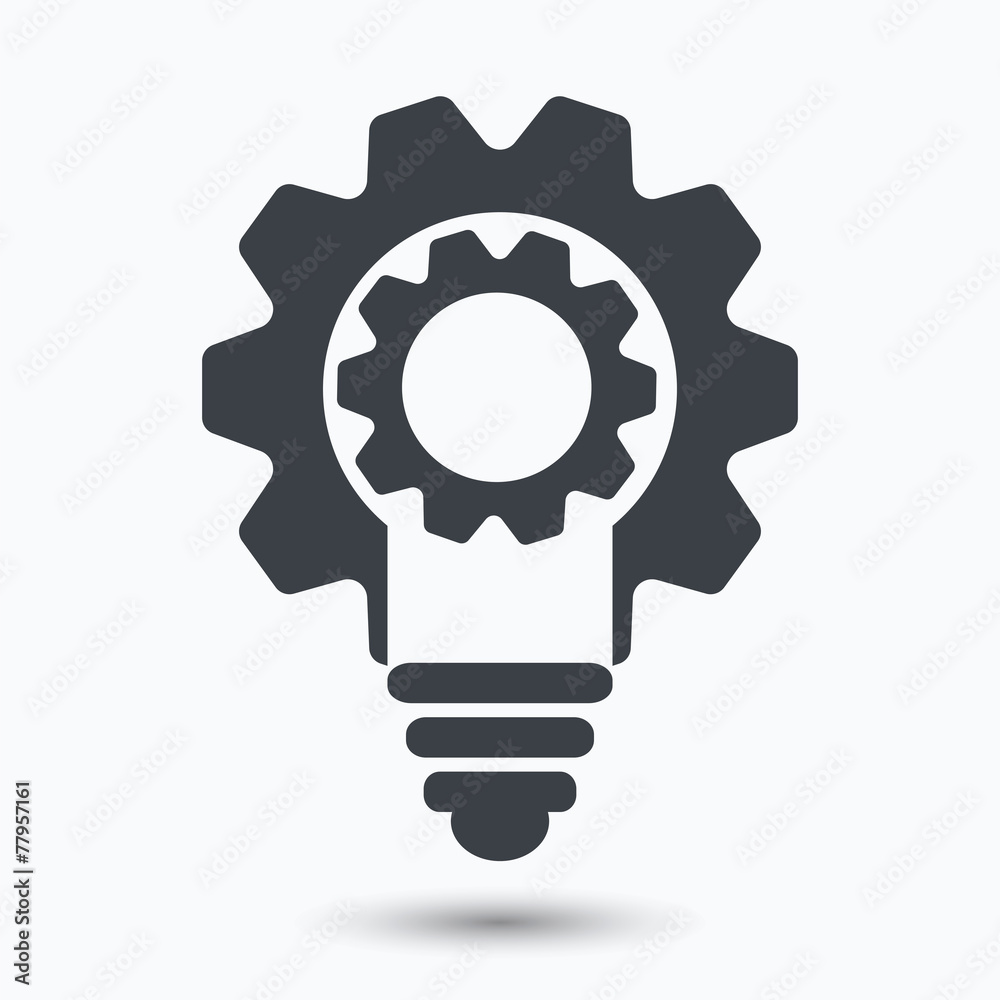 Bulb cogs vector icon, light bulb logo