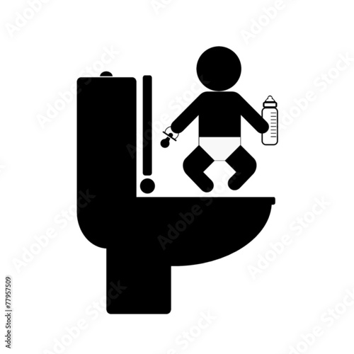 Bild auf Leinwand Bébé sur les toilettes