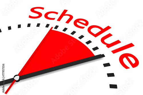 clock with red seconds hand area schedule illustration