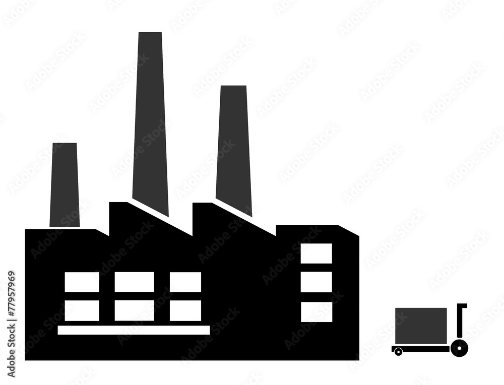 Usine et un chariot de livraison Usine et un chariot de livraison