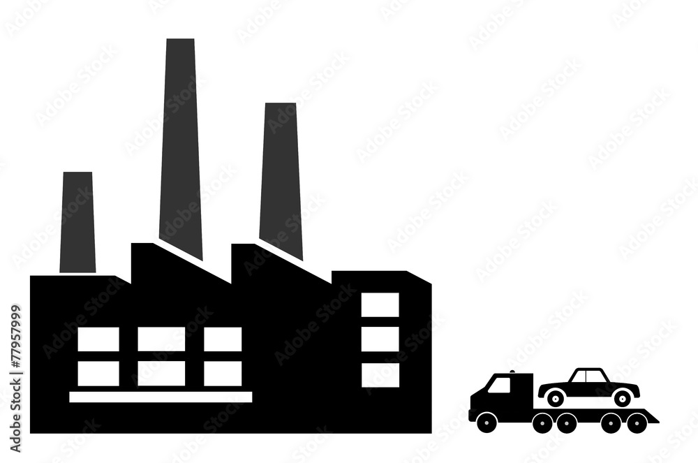 Usine et un camion de livraison de voiture