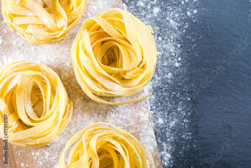 Preparation of italian tagliatelle pasta from above photo