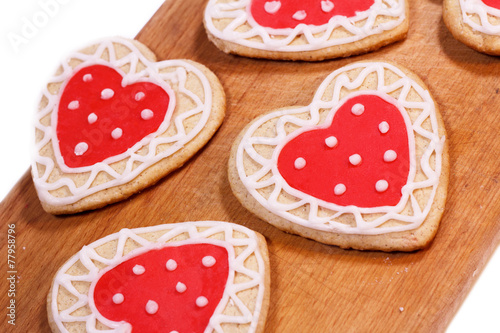 Heart with icing. Homemade biscuits for loving