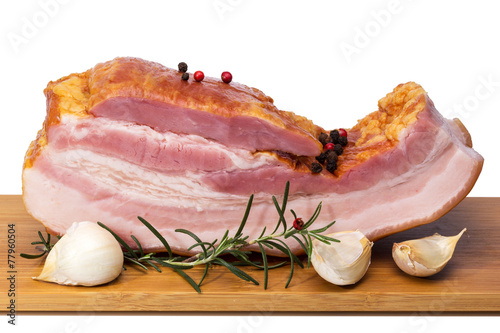 bacon with spices isolated on a white background
