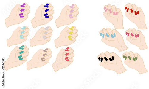 Set di mani con unghie colorate