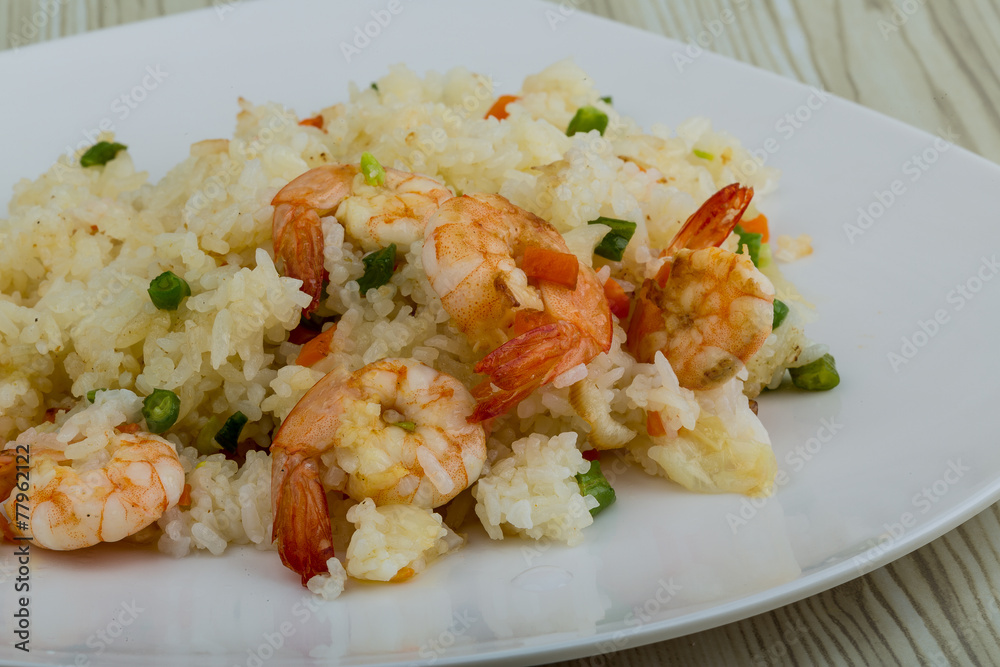 Fried rice with prawns Fried rice with prawns