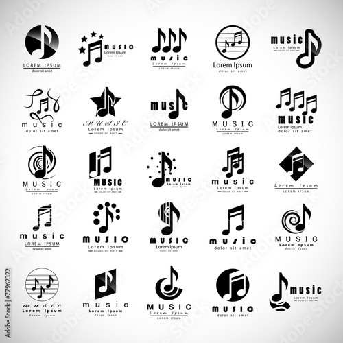 Music Icons Set - Isolated On Gray Background - Vector Illustration, Graphic Design, Editable For Your Design