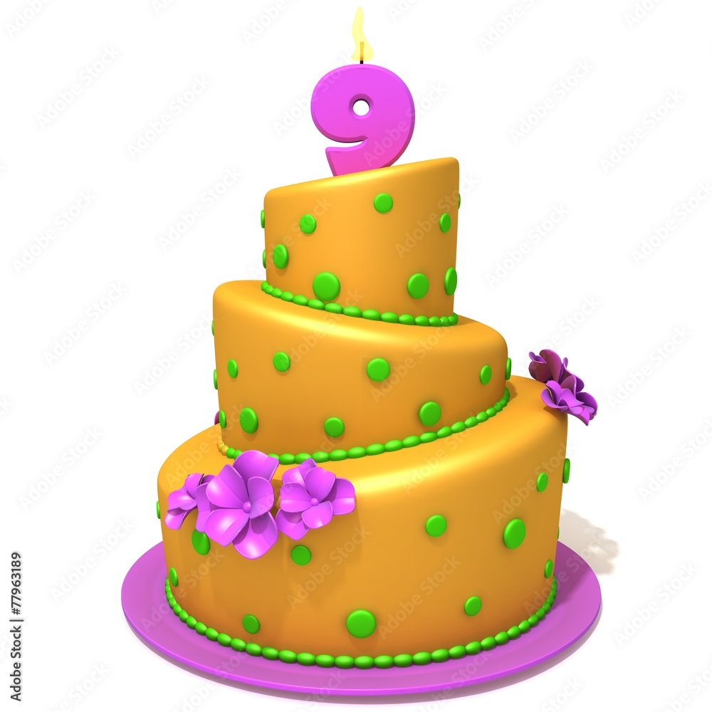 Birthday cake with number nine Birthday cake with number nine