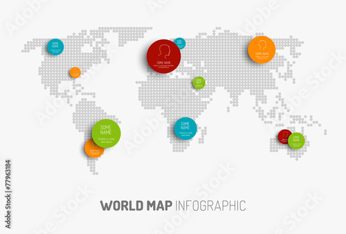 World map with pointer marks