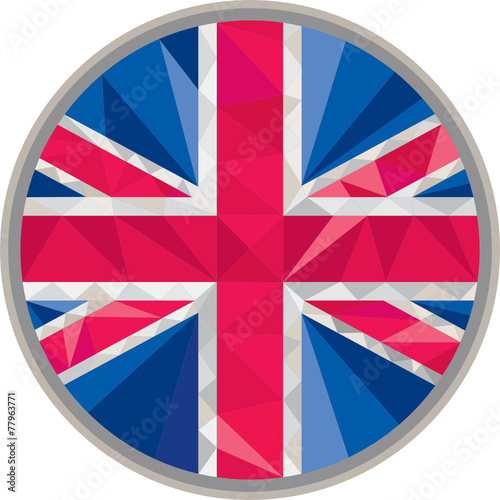 Union Jack UK Flag Circle Low Polygon