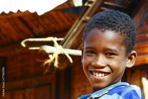 Obraz na płótnie Poor African boy, poverty in Madagascar