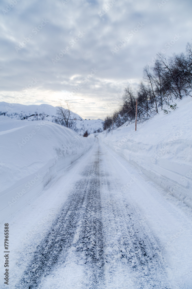 Obraz premium Snowy road