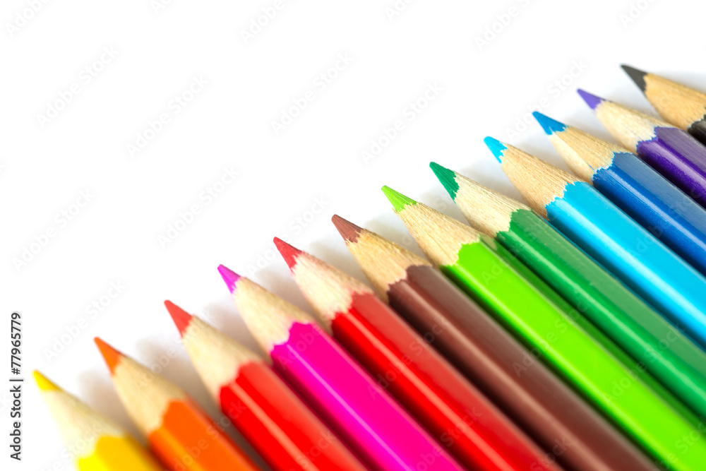 Colored pencils on an isolated background Colored pencils on an isolated background