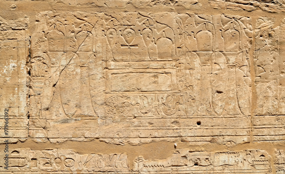 Egypt hieroglyph wall of ancient Karnak Temple, Luxor, Egypt