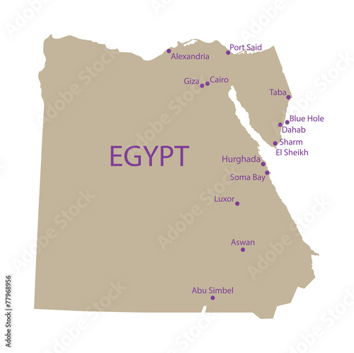 map of top touristic places in Egypt