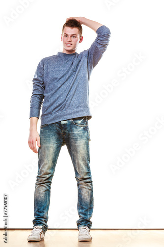 Young man casual style posing isolated