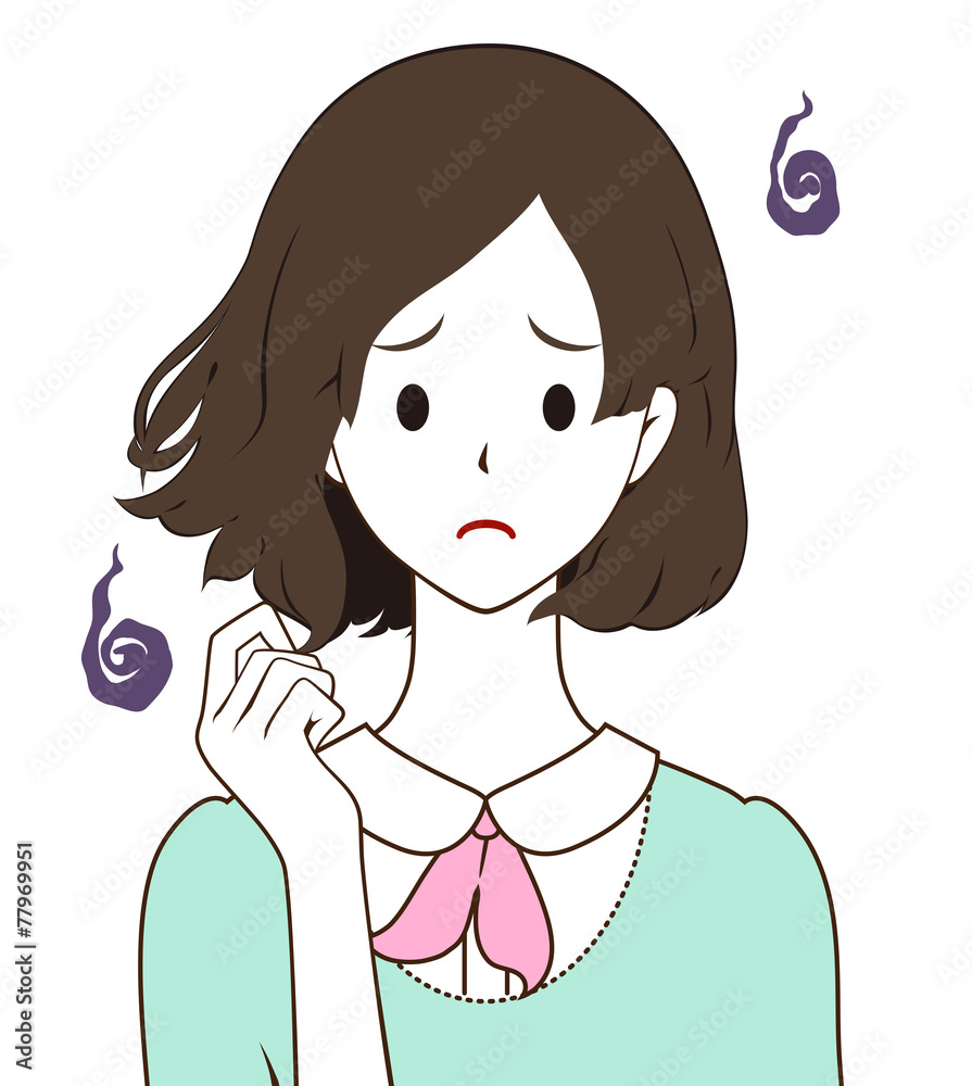 なびく髪　不満