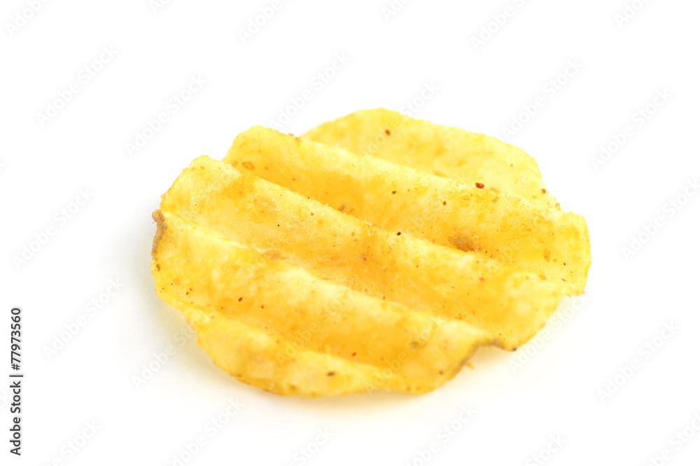 wavy potato chips isolated on a white background wavy potato chips isolated on a white background