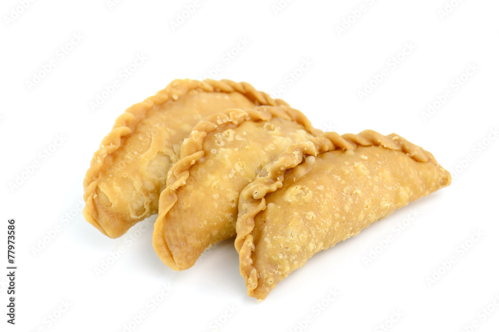 Curry Puff pastry isolated on white background