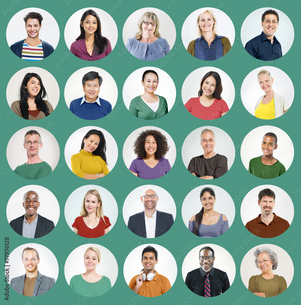 People Faces Portrait Multiethnic Cheerful Group Concept People Faces Portrait Multiethnic Cheerful Group Concept