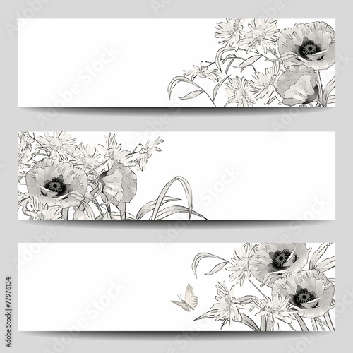 Fototapeta Naklejka Na Ścianę i Meble -  Vector Vintage Floral Banner