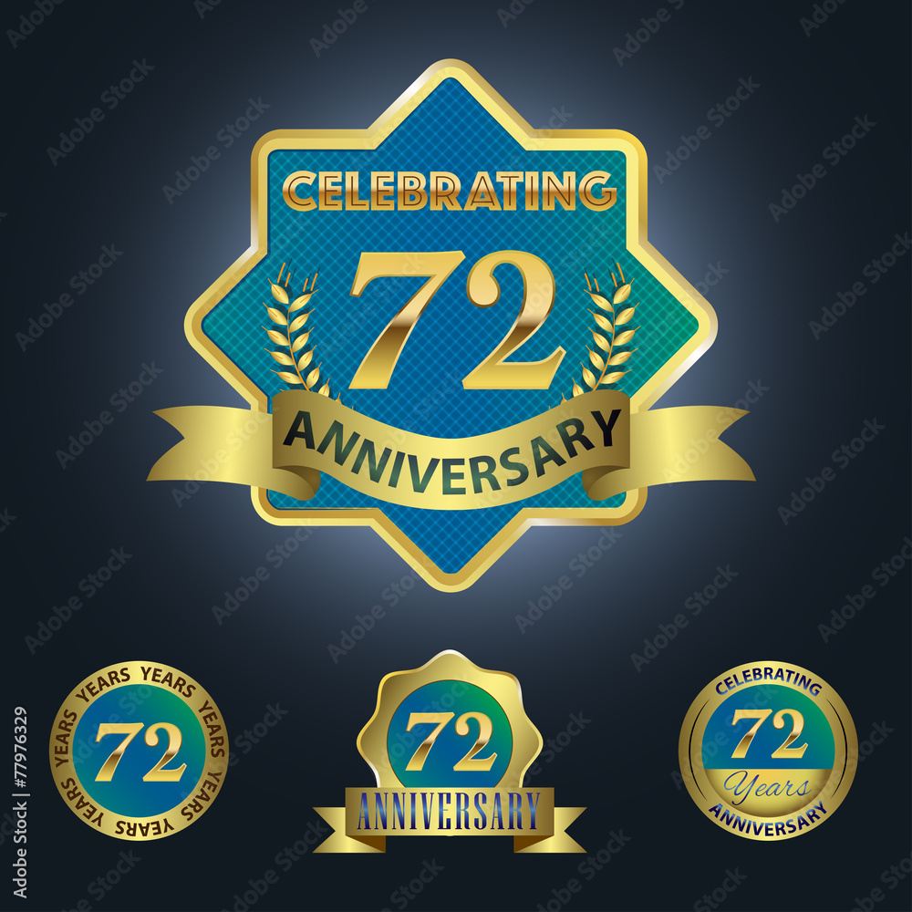 Celebrating 72 Years Anniversary - Blue seal with golden ribbon