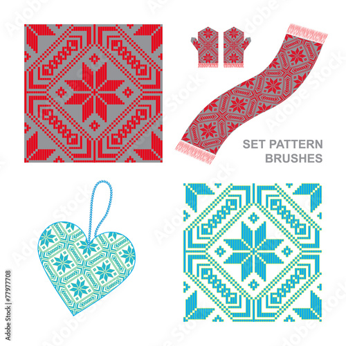 Ethnic ornament pattern brushes. Vector illustration